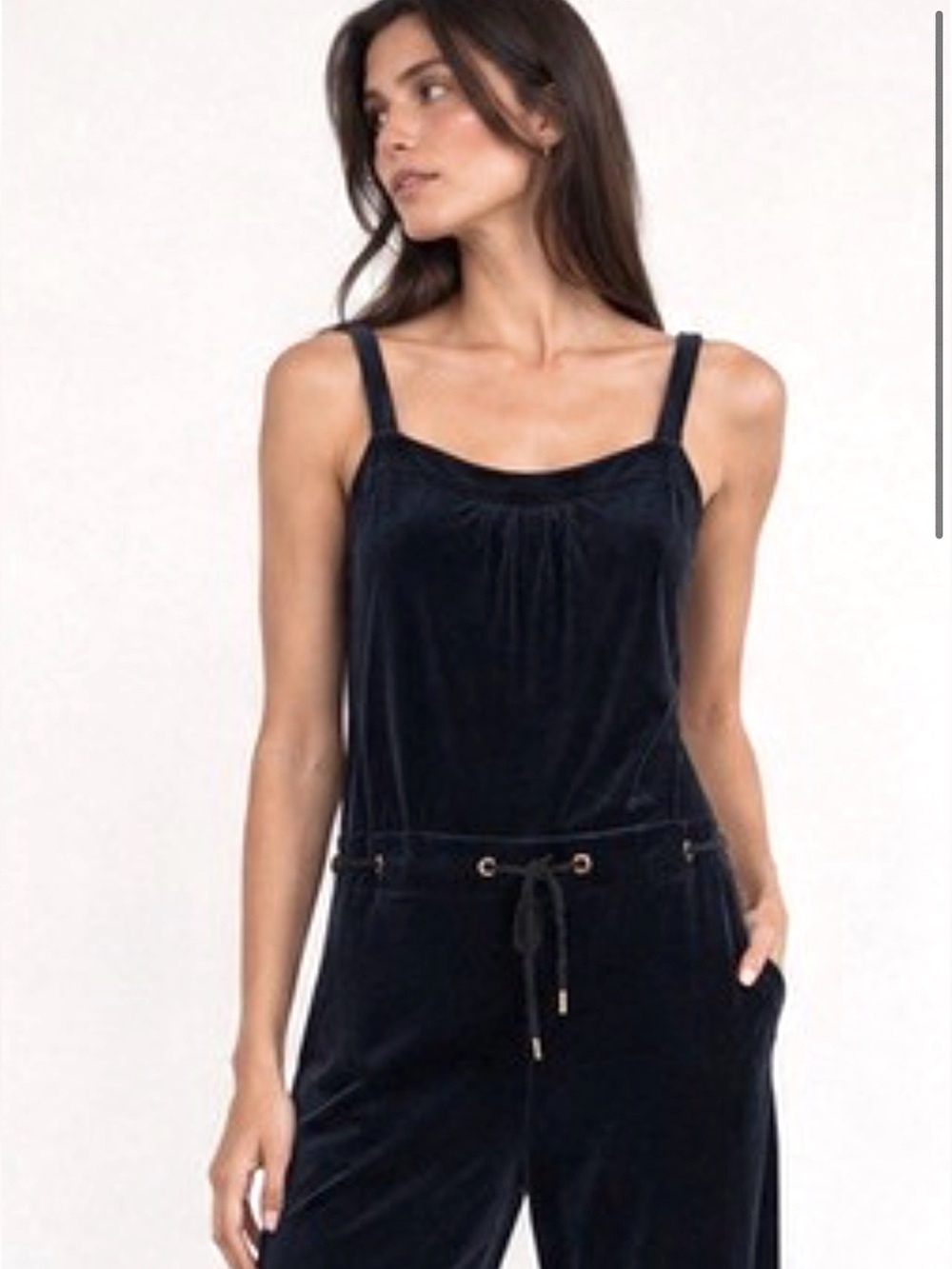 Juicy Couture Velvet Jumpsuit Size Large Black Plush Stretch Velour One Piece - Picture 6 of 11